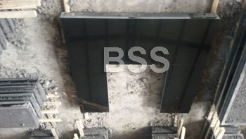 black granite fireplace