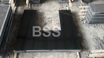 black granite fireplace